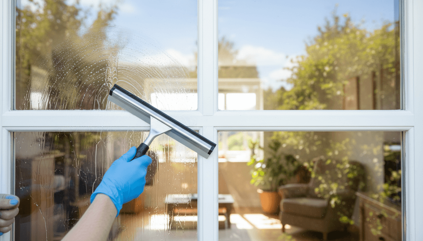 Professional window cleaning service on residential property in Fort Worth